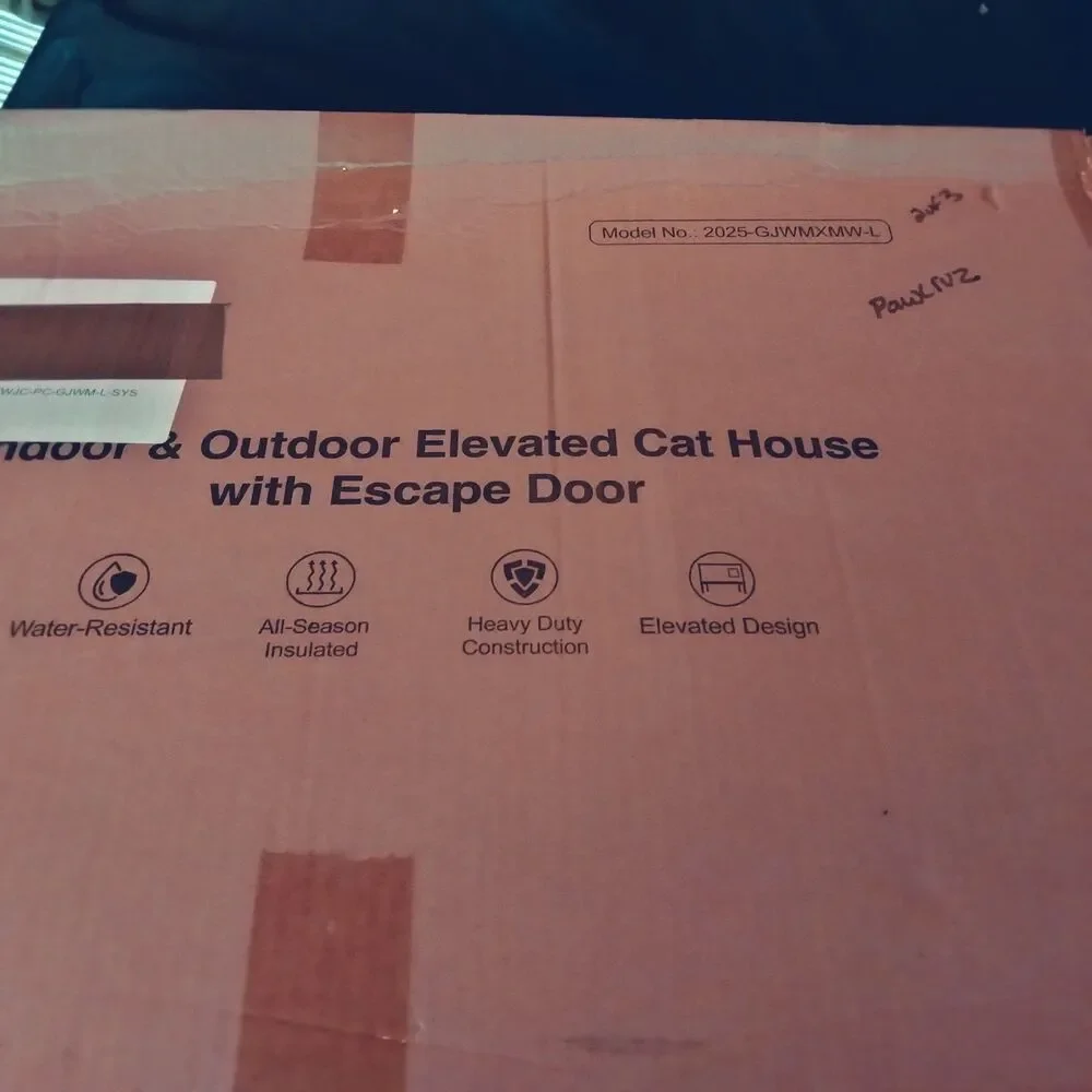 Raised Insulated Weatherproof Heated Cat House for Outdoor with Escape Door